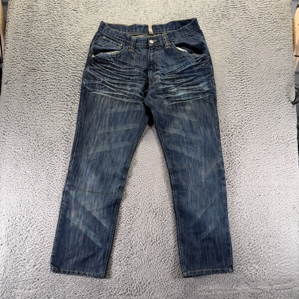 Jordan Craig Jeans Men's 34x32 Blue Cotton Denim Straight Leg Whiskered Western
